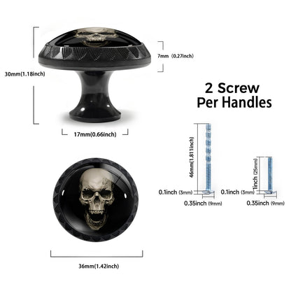 Artinhand 4 Pack Gothic White Skull Cabinet Knobs for Kitchen Bathroom