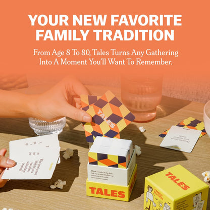 TALES Family Edition 150 Conversation Cards for Family Game Night, Adults, Teens, and Kids, Family Dinners, and Gatherings, Prompts for Meaningful Connections
