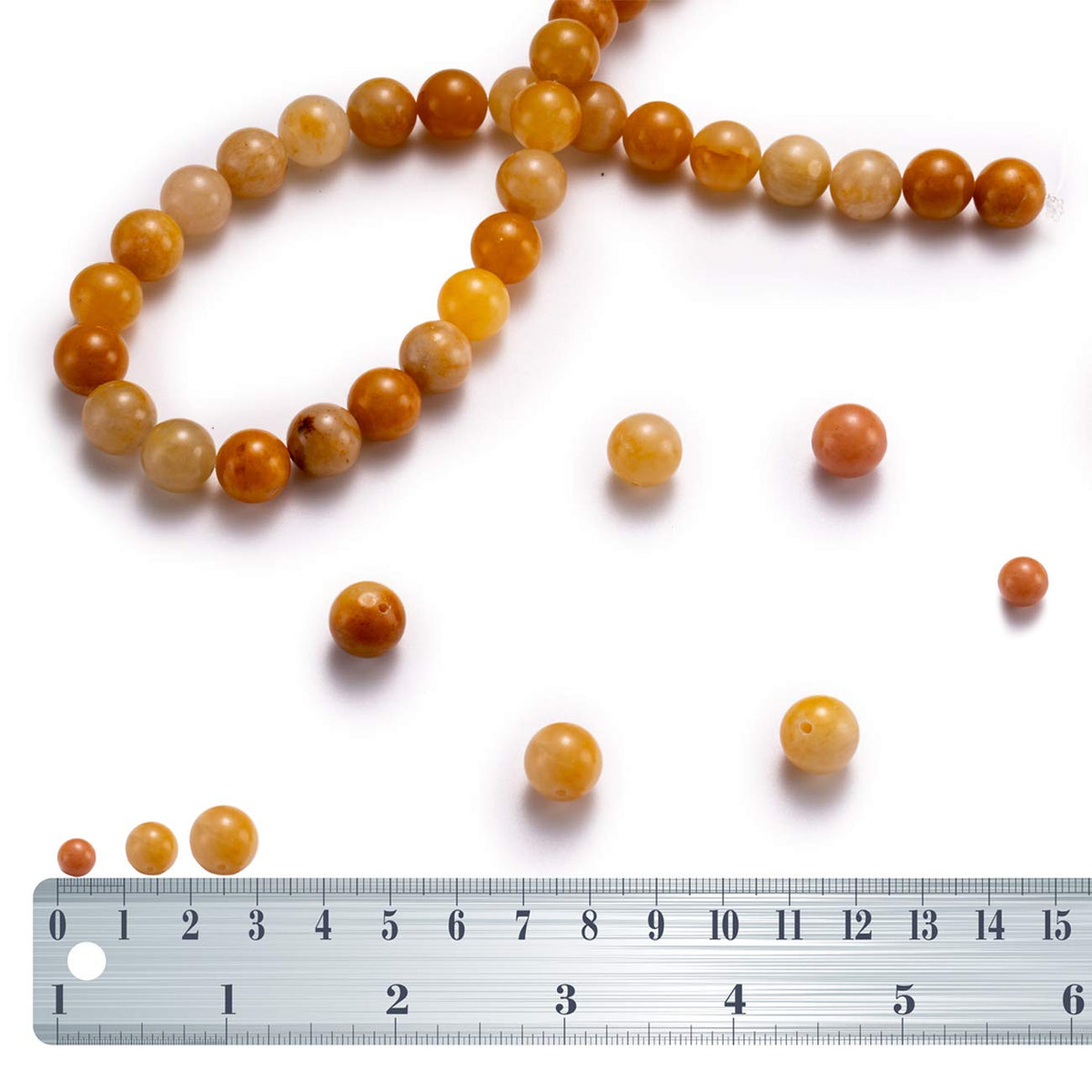 BEADIA Natural Yellow Jade Stone Round Loose Semi Gemstone Beads for Jewelry Making 6MM 61PCS