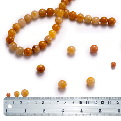 BEADIA Natural Yellow Jade Stone Round Loose Semi Gemstone Beads for Jewelry Making 6MM 61PCS
