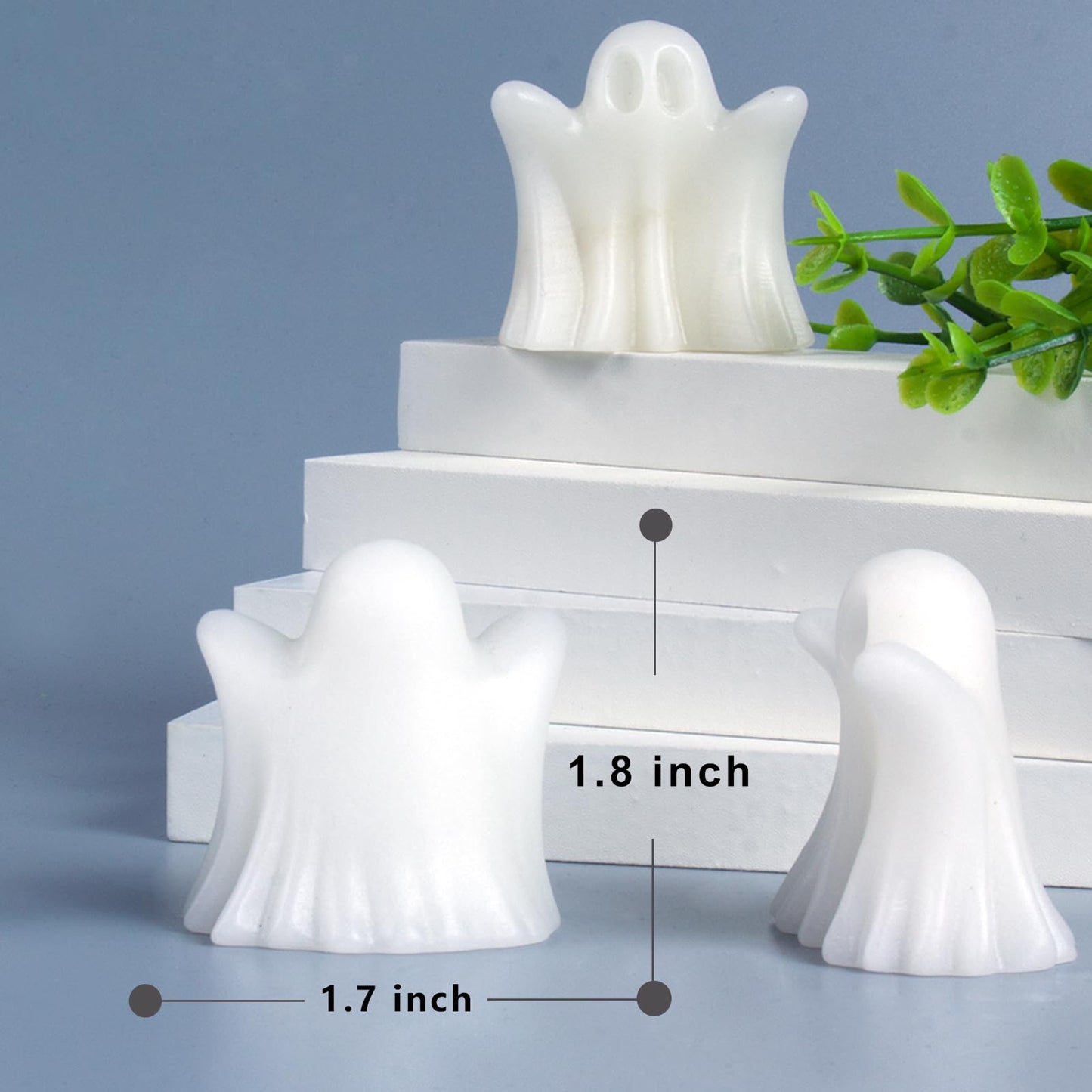 QLRSUXN White Jade Crystal Ghost, 1.8in Ghost Decor, Cute Natural Crystal Ghost Statue,Halloween Figurines Hand-Carved, Spooky and Decoration for Halloween Home Office Mantel Decor