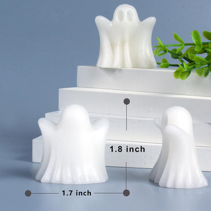 QLRSUXN White Jade Crystal Ghost, 1.8in Ghost Decor, Cute Natural Crystal Ghost Statue,Halloween Figurines Hand-Carved, Spooky and Decoration for Halloween Home Office Mantel Decor
