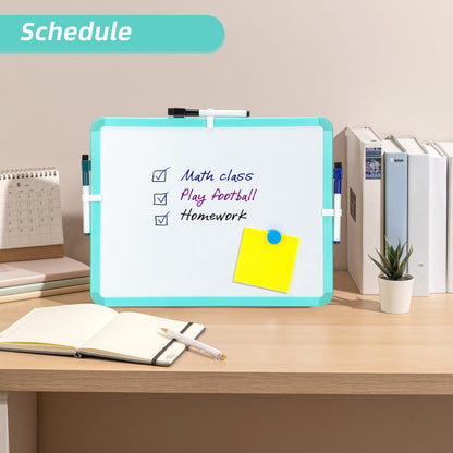 VUSIGN Small White Board Dry Erase, 14'' x 11'' Magnetic Dry Erase Board, Mini Whiteboard with Markers for Students, Fridge, Wall, Locker, Green