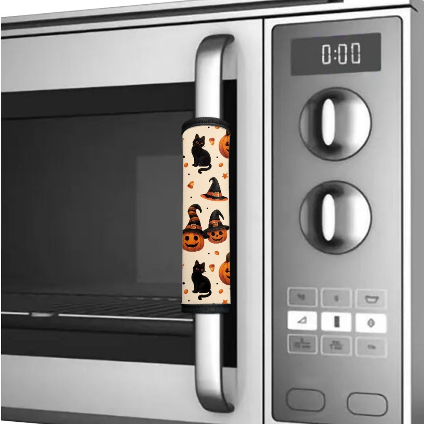 Hwzdsyxl Black Cat Pumpkin Print Fridge Door Handle Covers Kitchen Appliance Protective Gloves for Halloween Decor 6 PCS Anti-Scratch Refrigerator Handle Cover Keep Off Fingerprints Stains Food Spot