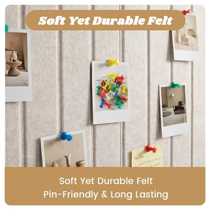 Large Arched Felt Bulletin Board, 47" x 24" Cork Board Alternative with 30 Push pins, 8 Customizable Adhesive Tiles for Office, Home Wall Decor, Photos and Workspace(Camel)