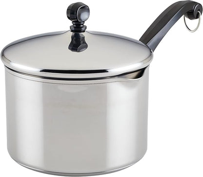 Farberware Classic Series Stainless Steel Straining Sauce Pan with Lid, 3-Quart Sauce Pan With Pour Spout