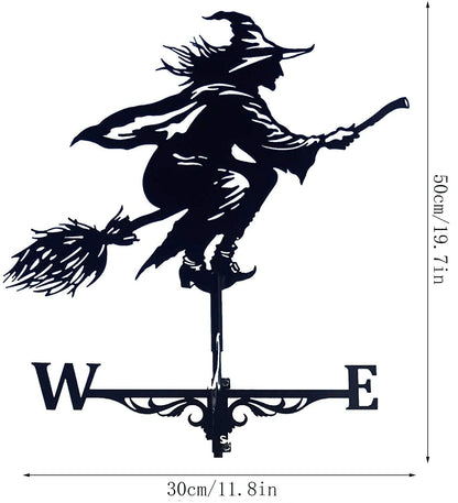 Alnicov Witch Metal Weathervane,Stainless Steel Weather Vane with Roof Mount Roof Garden Decorations for Outdoor Farm Yard Garden Gazebo