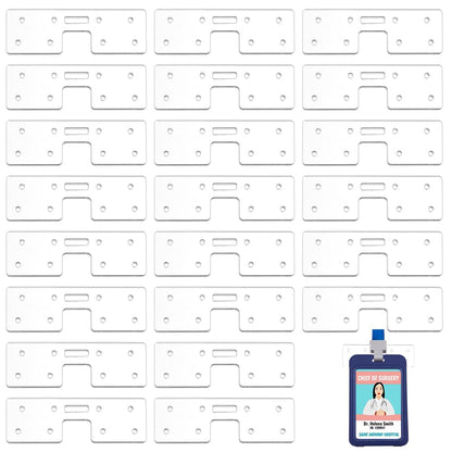 BENECREAT 24Pcs Badge Buddy Topper, 3.4x1.2Inch Badge Holder for Vertical Horizontal Badges, Ideal for Nurse Doctor Staff Badge Name Cards