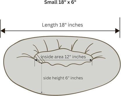 Organic Cotton Canvas Dog Bed: Removable Cover, Natural Fill - Made in USA (Cow Print Brown White, X Small 18" x 6" inches)