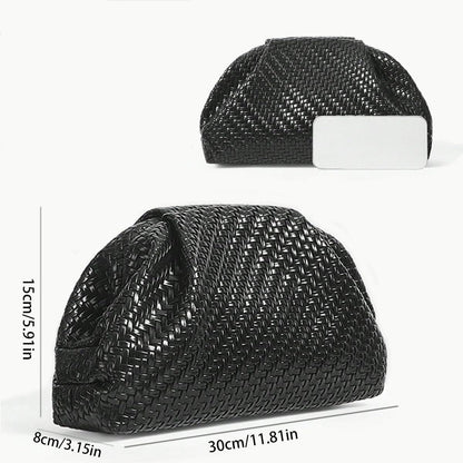 Aritenation Woven Clutch Purses for Women Evening Bag Elegant Ruched Dumpling Clutch PU Leather for Party Wedding