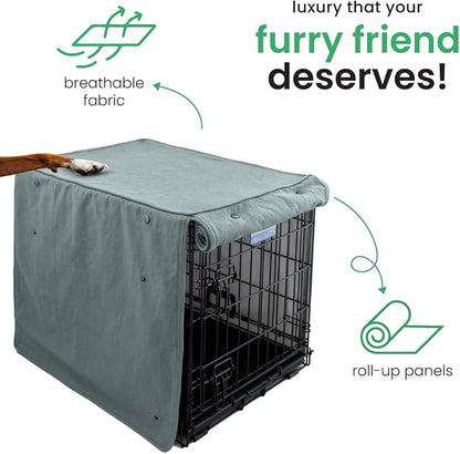 Molly Mutt Quiet Light Dog Crate Cover, GOTS-Certified 100% Organic Cotton Canvas Cover for Dog or Puppy Kennel and Cage, Washable, Free of Harmful Chemicals, Medium/Large, Fits 30"x19"x21" Crate