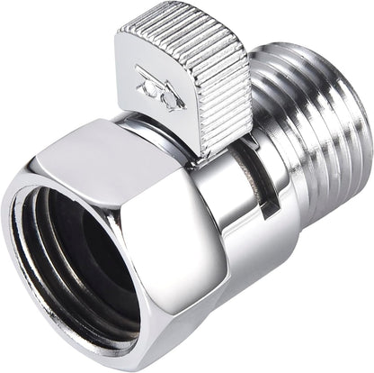 Chrome Water Flow Control Valve, G1/2" Shower Head Flow Control Valve, Brass Shut Off Valve for Handheld Shower, Water Pressure Regulator Replacement for Shower System