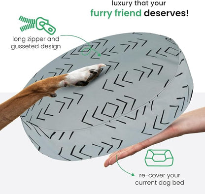 Molly Mutt Medium to Large Dog Bed Cover - Reflections Print - Measures 36” x 5’’ - 100% Cotton - Durable - Breathable - Sustainable - Machine Washable Dog Bed Cover