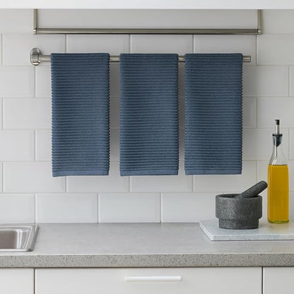 Serafina Home Slate Blue Gray Grey Kitchen Hand Dish Towels: Oversized 28" x 18"