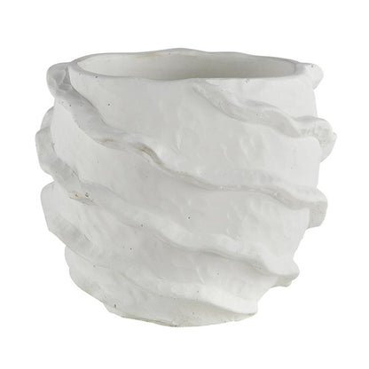 47th & Main Plant Pot Textured Cement Planter for Flowers Succulents Small Plants and More, 4" Dia x 4.5" H, White