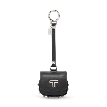 TUMI - Belden Airpods Charm - Men's and Women's Premium Leather Earbud Case - Black Studded