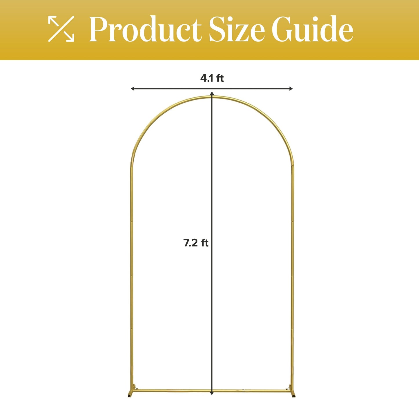 7.2FT Gold Wedding Backdrop Arch Stand with White Spandex Cover – Metal Frame, Water Weights & Storage Bag – Party, Birthday, Baby Shower, Bridal Shower, Wedding Ceremony, Photo Booth Decor