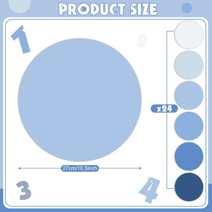 Lincia 24 Pack Colorful Dry Erase Dots Circles Spots for Classroom Table 10.5 Inch Removable Vinyl Desktop Stickers Spots Wall Decals for 100th Day of School Teacher Students Home (Blue Colors)