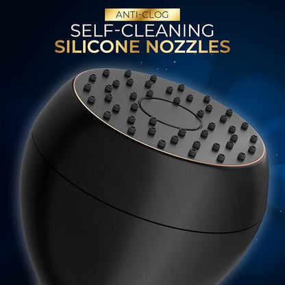 High Pressure Shower Head - Powerful Deluxe Bathroom Showerhead with Strong Spray Stream and Small Silicone Nozzles - Universal Fit Works with High and Low Water Flow Showers