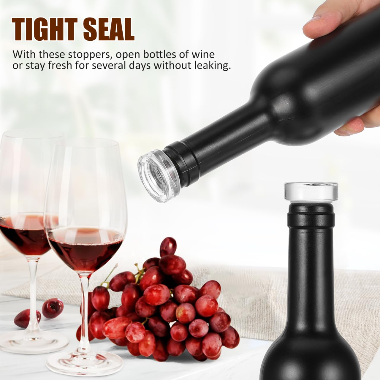 10pcs Glass Wine Bottle Stoppers, T-Shape Crystal Wine Saver Clear Bottle Plugs for Beverage Liquor Decanter, Reusable Decorative Cork Replacement for Oil Vinegar Dispenser, DIY Wedding Favors