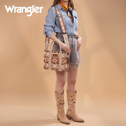 Wrangler Purse for Women Boho Aztec Tote Bag Hobo Shoulder Top Handle Handbags with Wide Guitar Strap Fall Collection Gift WG2207-8120STN