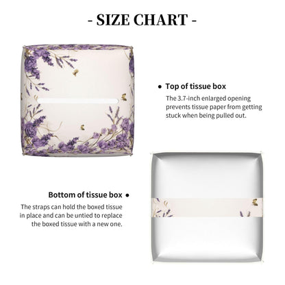 YPPAHHHH Square Tissue Box Cover Vintage Purple Lavender Cube Tissue Box Cover Pu Leather Tissue Box Holder for Office Kitchen Car Bathroom Facial Paper Organizer Dispenser Cover