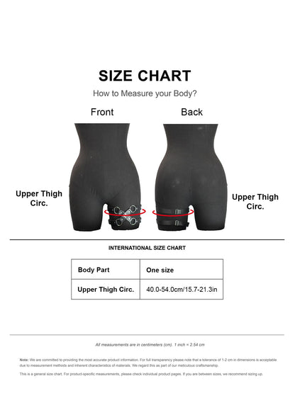 Women Adjustable Thigh Belt Faux Leather Leg Harness with Alloy Rings Fashion Statement Accessory(Thigh: 15.7–21.3 in)
