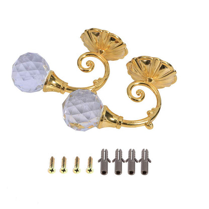 Marhynchus Crystal Hanger, 2X Heavy Metal Curtain Tiebacks with Gold Finish, Decorative Wall Mounted Window Treatment Holdbacks, 1.57x2.44 inches, 0.167 kg