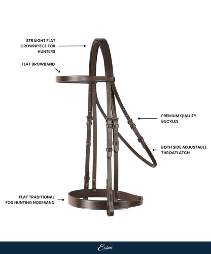 ExionPro Traditionally Hunter Bridle with Laced Reins | Premium Leather English Bridle for Horses | Jumping Snaffle Bridle | Equestrian Tack for Show Ring, Schooling & Training