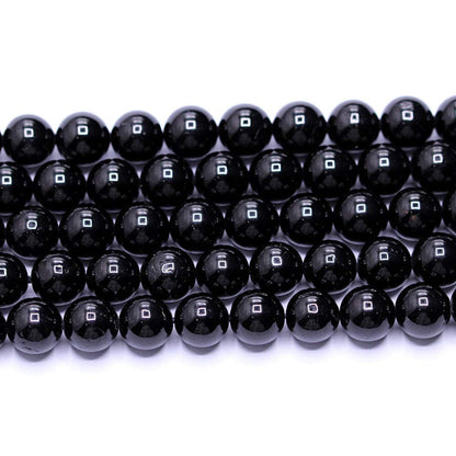 PLTbeads Natural Gemstone Loose Beads Smooth Round Approxi 15 inch DIY Bracelet Necklace for Jewelry Making (6mm, Black Tourmaline)