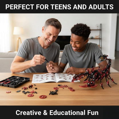 Scorpion 3D Metal Puzzles for Adults,454PCS Stainless Steel DIY Mechanical Metal Model Kits,No Glue Assembly with Movable Joints,Challenging Metal Building Kit Desk Decor Gift (Black-Red)