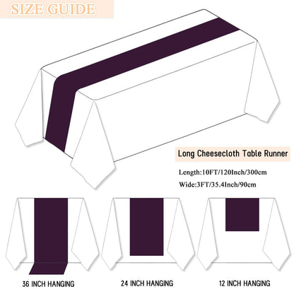PATYDEST Purple Cheesecloth Table Runner 2 Pack 10FT Rustic Gauze Fabric Table Runners for Weddings Plum Cheese Cloth Table Runner Halloween Sheer Runner for Table Baby Shower Birthday Holiday Decor