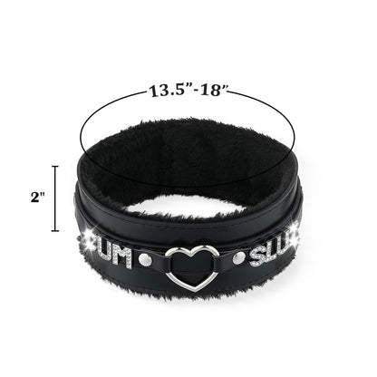 ADEMISHIA Pink Furry Heart O-ring Leather Choker Collar For Women, Handmade Punk Gothic Letter Necklace Adjustable Fashion Jewelry