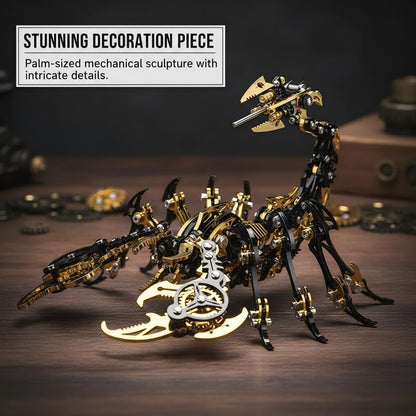 Scorpion 3D Metal Puzzles for Adults, 454PCS Stainless Steel DIY Mechanical Model Kit, No Glue Assembly with Movable Joints, Challenging Metal Building Kit Desk Decor Gift (Black-Glod)