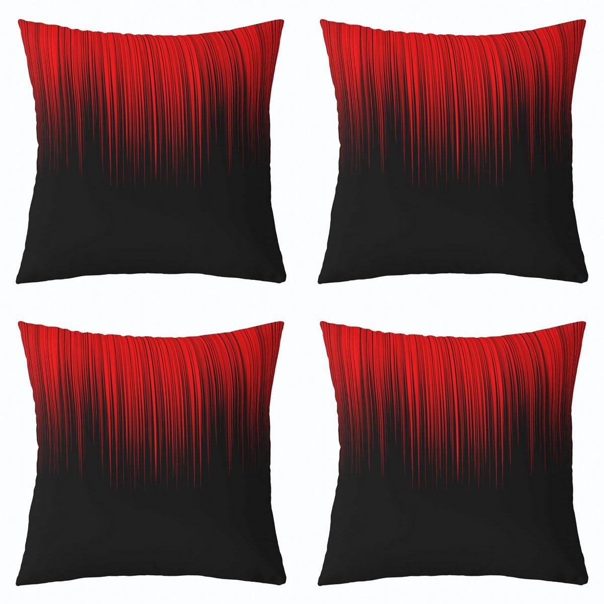 Pack of 2 Geometric Abstract Ombre Decorative Throw Pillow Covers, Soft Red Black Striped Square Cushion Case Set for Couch Sofa Bedroom Living Room, Modern Pillow Cases Pillowcases, 20x20 Inches