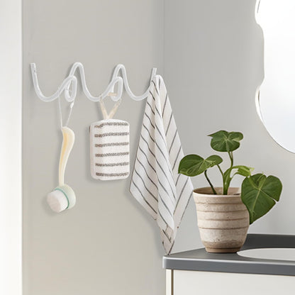 Bumtosc Coat Rack Wall Mount, Creative Wave Wall Hooks 20KG Capacity, Easy Installation, Multi-Purpose Hooks for Coat, Hat, Bag, Umbrella (Black, 29cm x 7.5cm (11.41" x 2.95"))