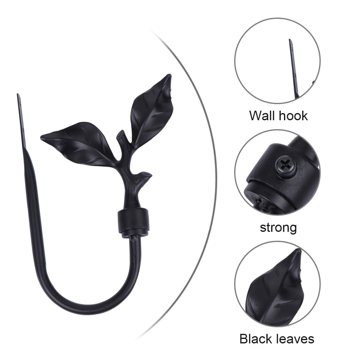 Curtain Holdbacks Curtain Wall Hooks Wall Mounted Curtain Drapery Tiebacks Heavy Duty Vintage Leaves Curtain Holdbacks for Home Office Bedroom Kitchen Black Brass