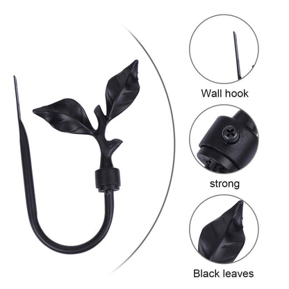 Curtain Holdbacks Curtain Wall Hooks Wall Mounted Curtain Drapery Tiebacks Heavy Duty Vintage Leaves Curtain Holdbacks for Home Office Bedroom Kitchen Black Brass
