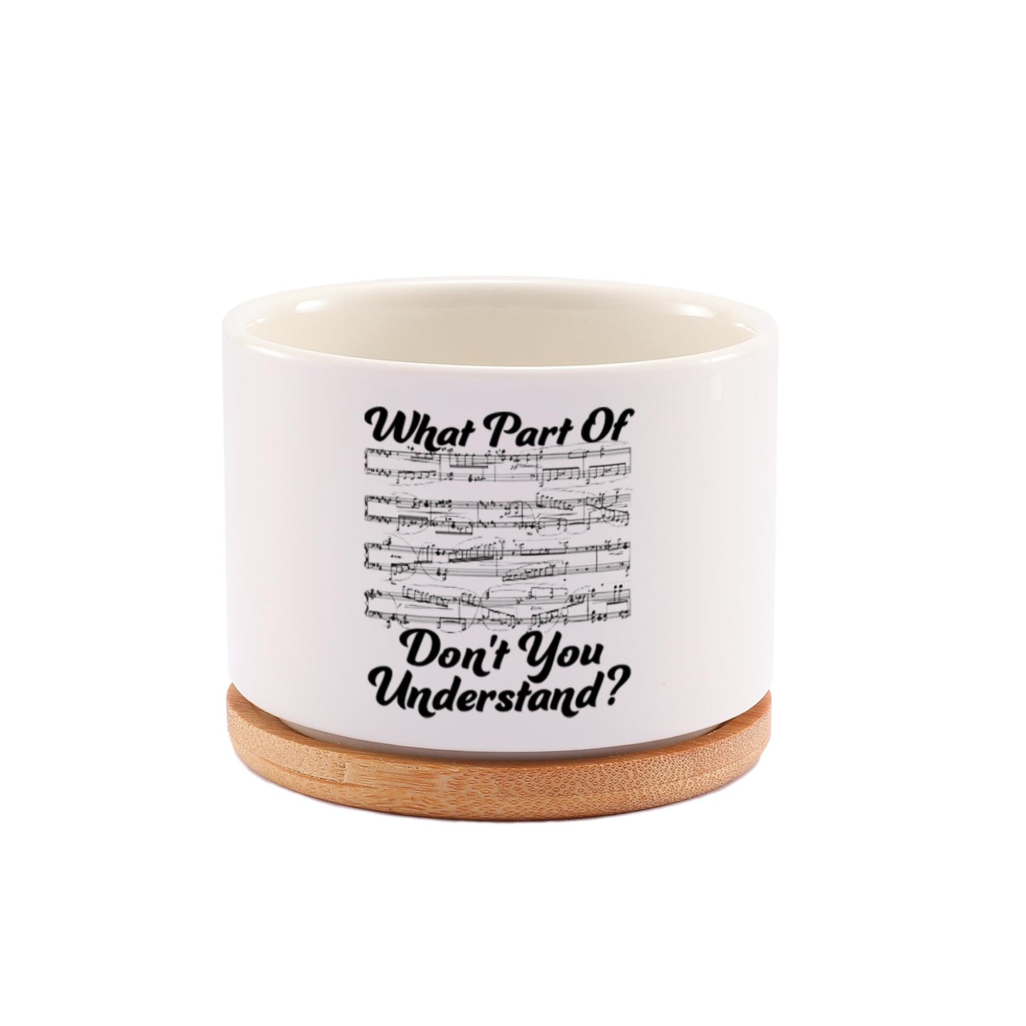 What Part of Don’t You Understand Music Teacher Musicians Gifts Ceramic Succulent Plant Pot with Bamboo Tray Round Pianist Choir Director Sheet Music Home Decor Plant Lover 3.5 Inch White (No Plants)