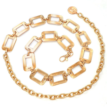 Heyjoin Waist Chain for Women Metal Belly Belt Adjustable Waist Belt for Dress Vest Jeans (Square Gold L)