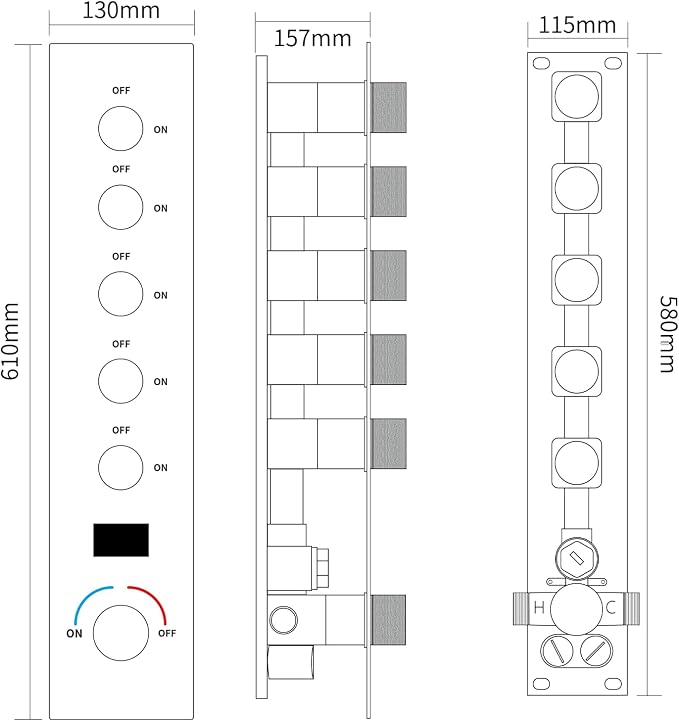 AYIVG Matte Black Shower System With Body Jets Thermostatic Shower System 64 Color LED Shower Set 16 x 26 Inch Embedded Ceiling Shower Head with Remote Control Temperature Display Shower Faucet Set