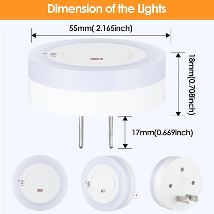 FOLKSMATE LED Night Lights Plug in, 2-Pack Dimmable Nightlight Plug Into Wall with Light Sensor, Soft White Adjustable for Adults, Bedroom, Bathroom, Livingroom