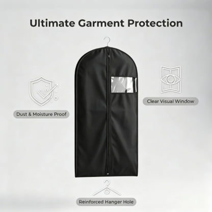 Bekecidi 2 Pcs Garment Bags for Hanging Clothes, Dust-Proof Clear Window Suit Bags for Suits Coats Dresses, Closet Storage & Travel Garment Covers (Black, 63 Inch)