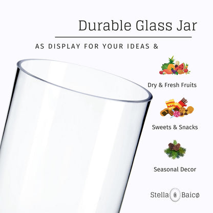 Stella Baicø Clear Glass Apothecary Jars, Candy Jar with Lid, Elegant Decorative Jars for Wedding and Party