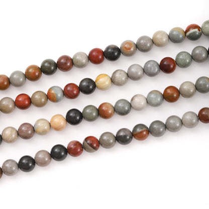 6mm 60pcs DIY Natural USA Picture Stone Beads Round Healing Crystal Gemstone Loose Beads for Jewelry Making Handmade Bracelet Necklace