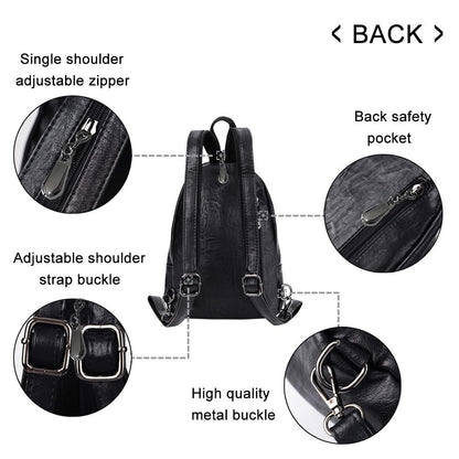 Small Backpack Purse for Women Fashion PU Leather Backpack Convertible Ladies Sling Bag