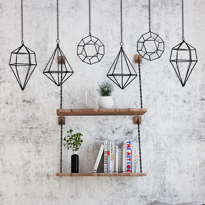 libproqia 6 Pack Geometric Air Plant Holders for Wall Hanging, Black Metal Tillandsia Decor for Boho Home, Office & Shelf Styling