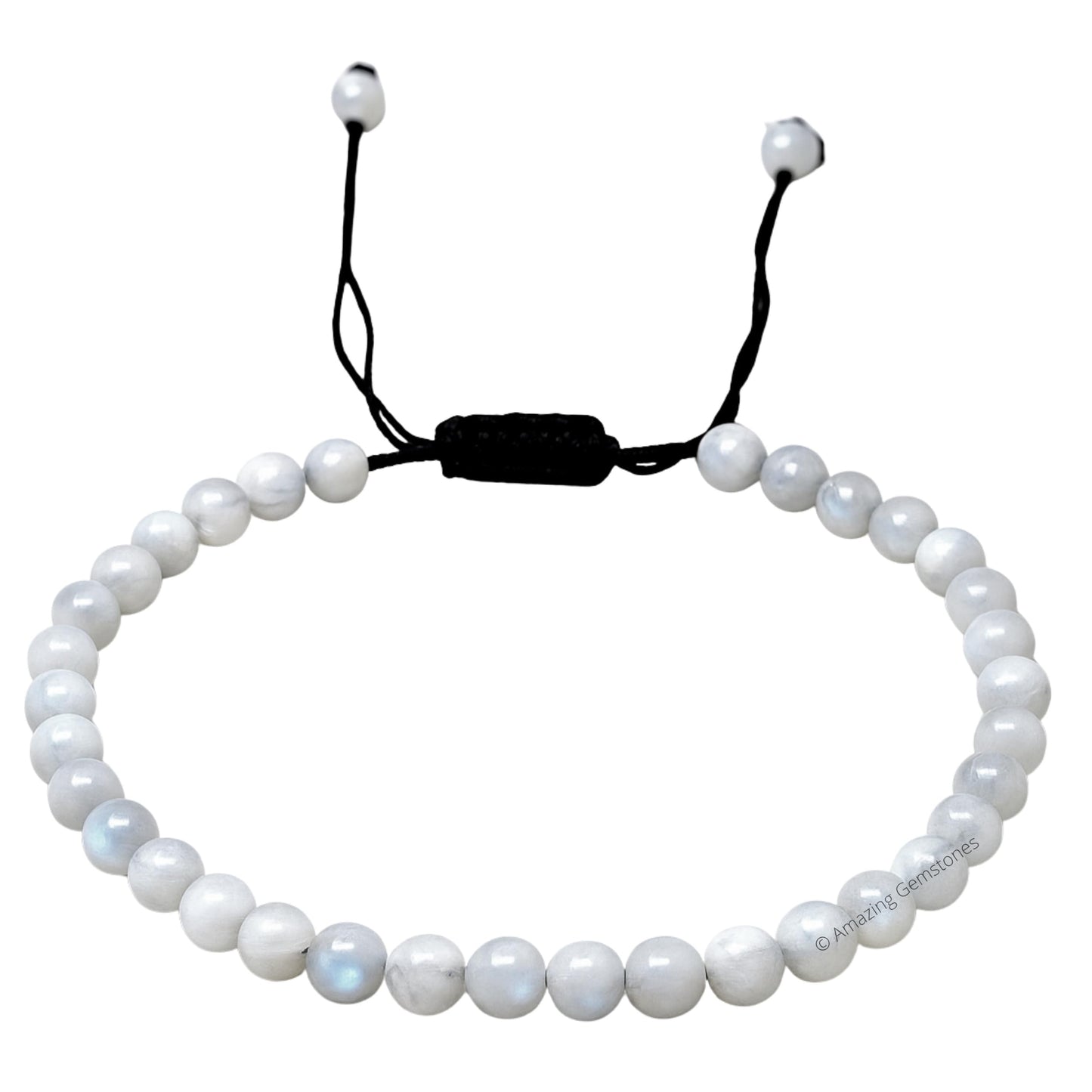 Amazing Gemstone Rainbow Moonstone Anklet Ankle Bracelets for Women - Waterproof Beaded Healing Crystal Anklets, Plus Size Chakra Gemstone Bead Anklet (Stretchy Adjustable - Plain)