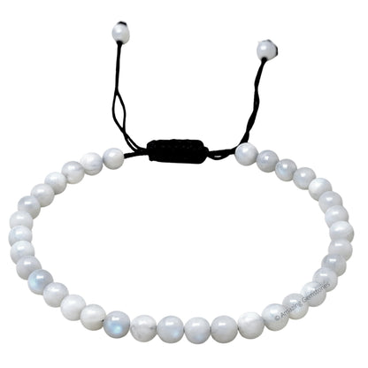 Amazing Gemstone Rainbow Moonstone Anklet Ankle Bracelets for Women - Waterproof Beaded Healing Crystal Anklets, Plus Size Chakra Gemstone Bead Anklet (Stretchy Adjustable - Plain)