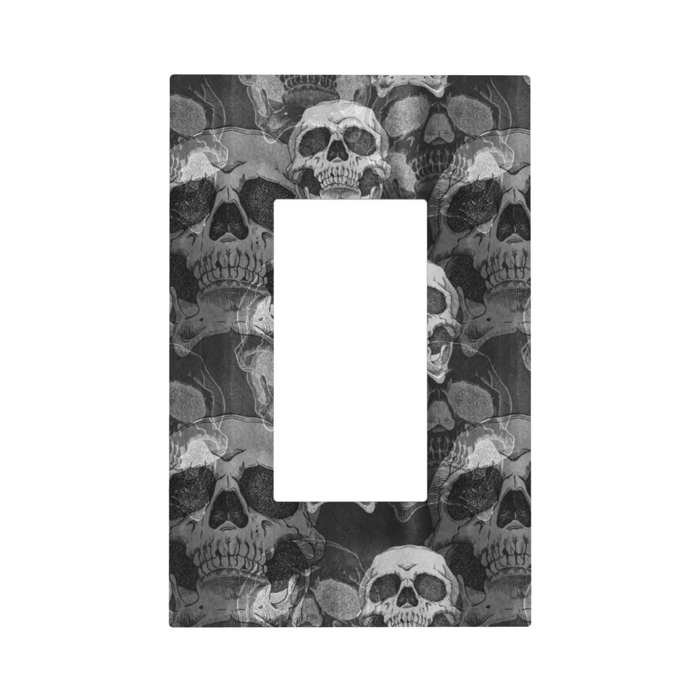 VunKo Single Gang Rocker Switch Receptacle Plate - 1 Gang Decora GFCI Halloween Frightening Skull Decorative Wall Plate Cover Wallplate with Screws